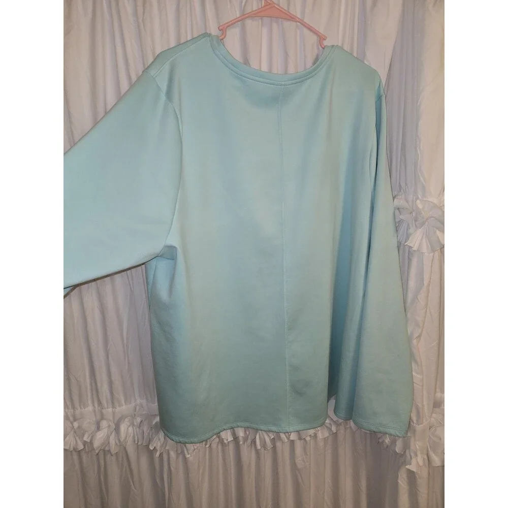 Nike Women Blue Green 3XL Long Sleeve Soft Basic Workout Athleisure Crewneck